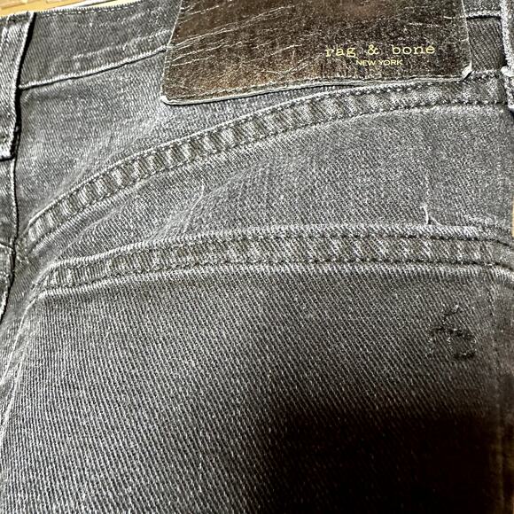 Rag & Bone Maya Jeans High Rise Ankle Slim Straight Leg Cotton Denim Black 25x26 - Picture 3 of 7